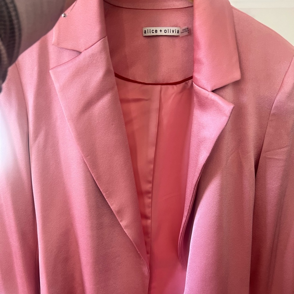 Alice + Olivia Rose Pink Satin Blazer